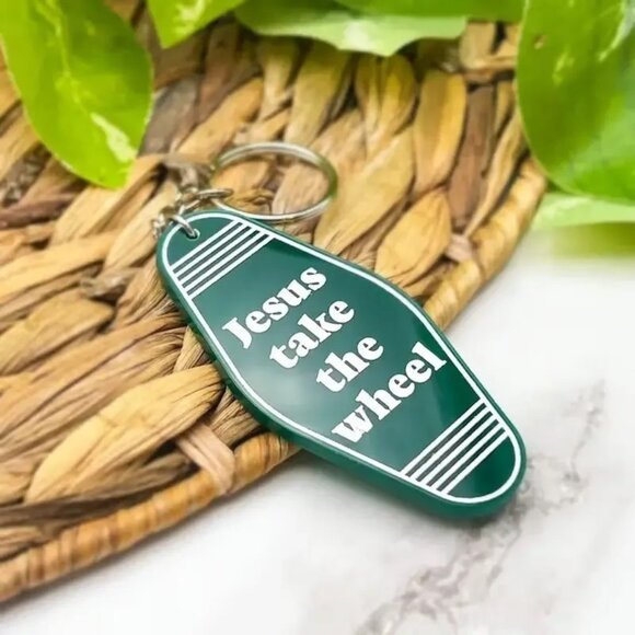 ($4) Jesus Take the Wheel Keychain - Picture 1 of 2